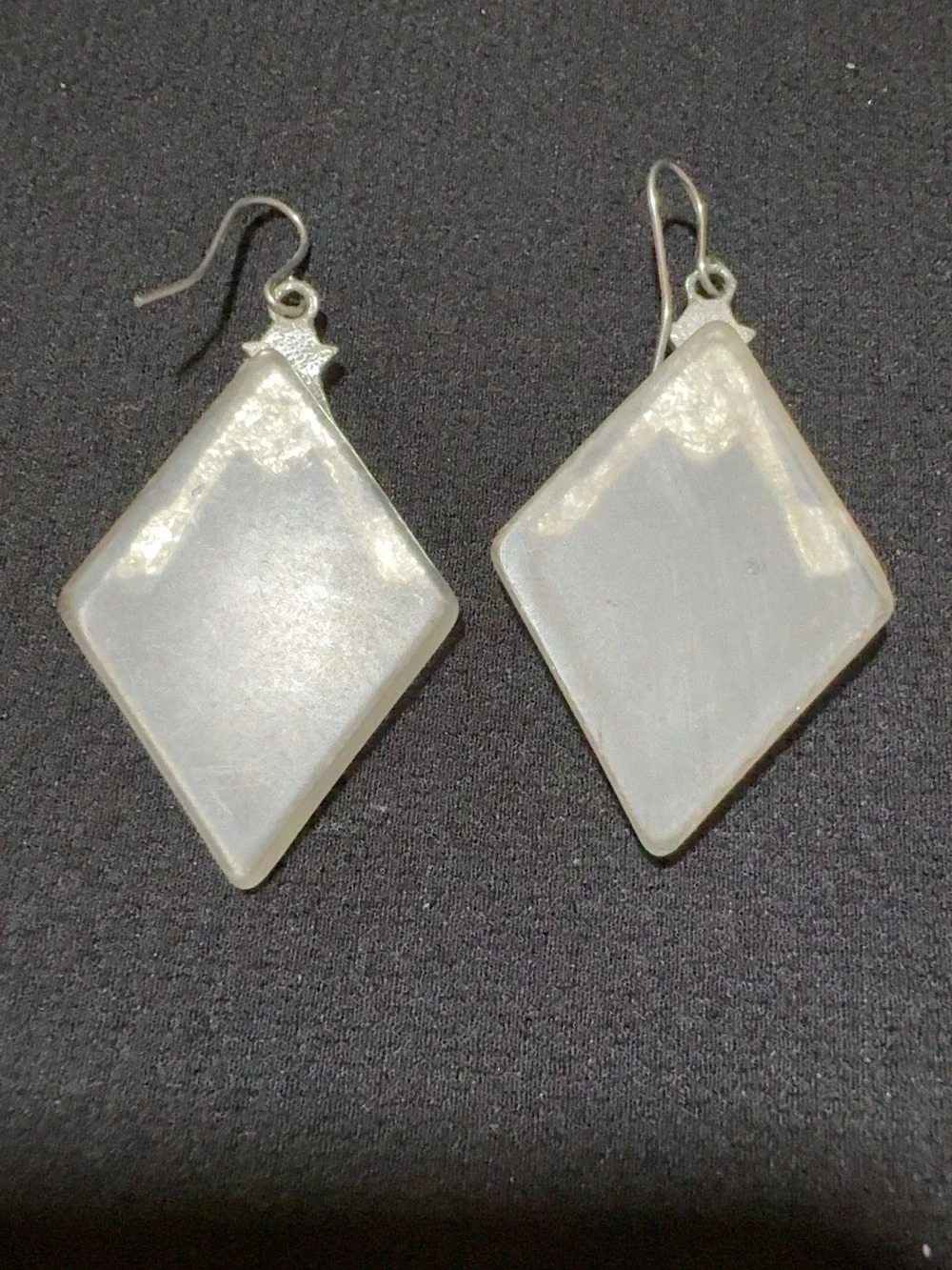 Vintage Art Deco Camphor Style Glass Dangle Earrings